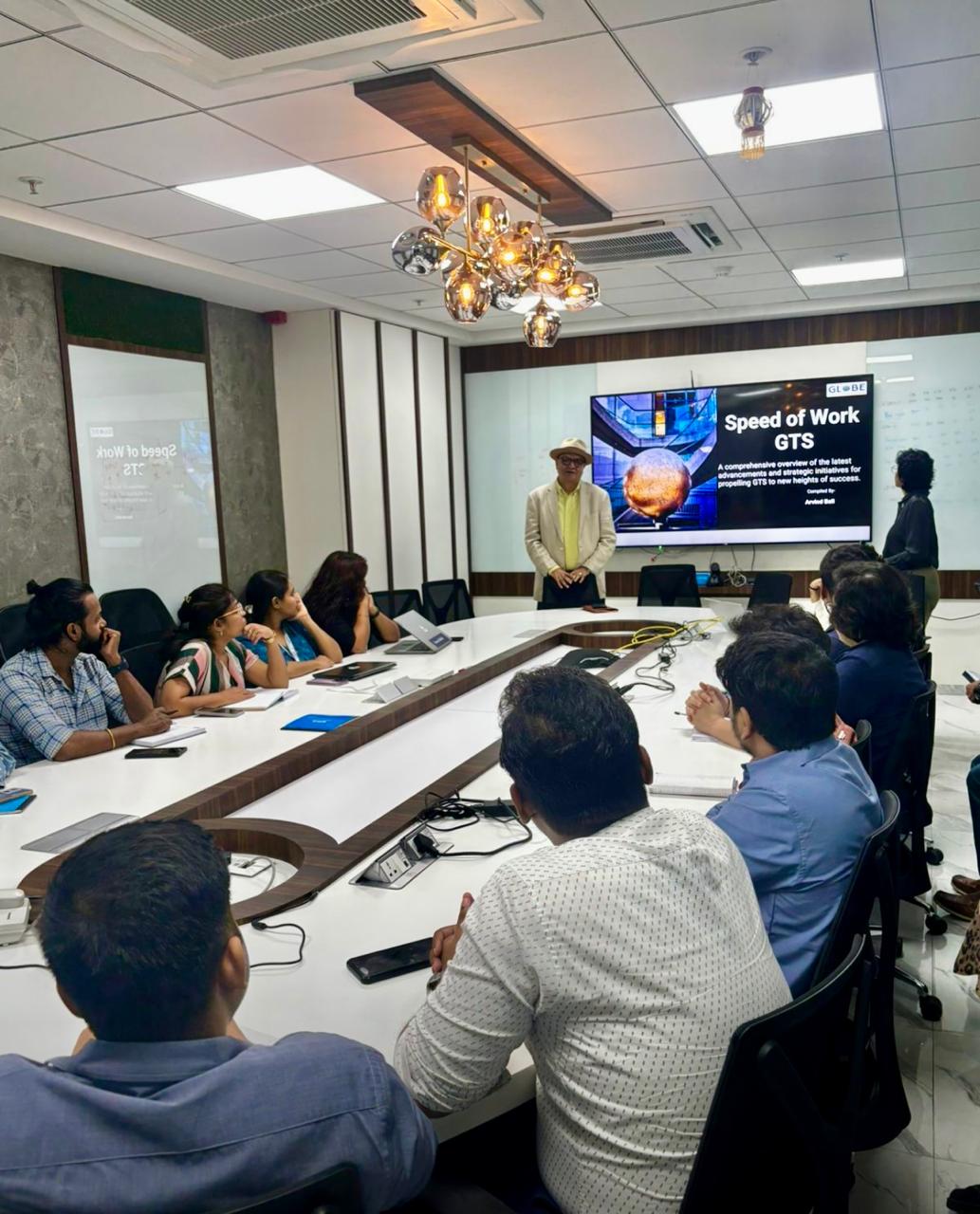 Corporate team in a training session